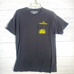 Anti Hero Skateboards Pocket T Shirt Sz M Gray Logo Try Concrete Skateboarding